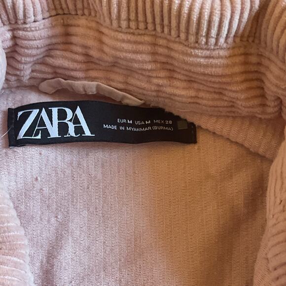 ZARA Pink Corduroy Jacket Women’s M Oversized Button Front Shacket 100% Cotton - Picture 4 of 5
